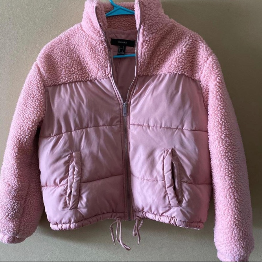 Pink puffer jacket